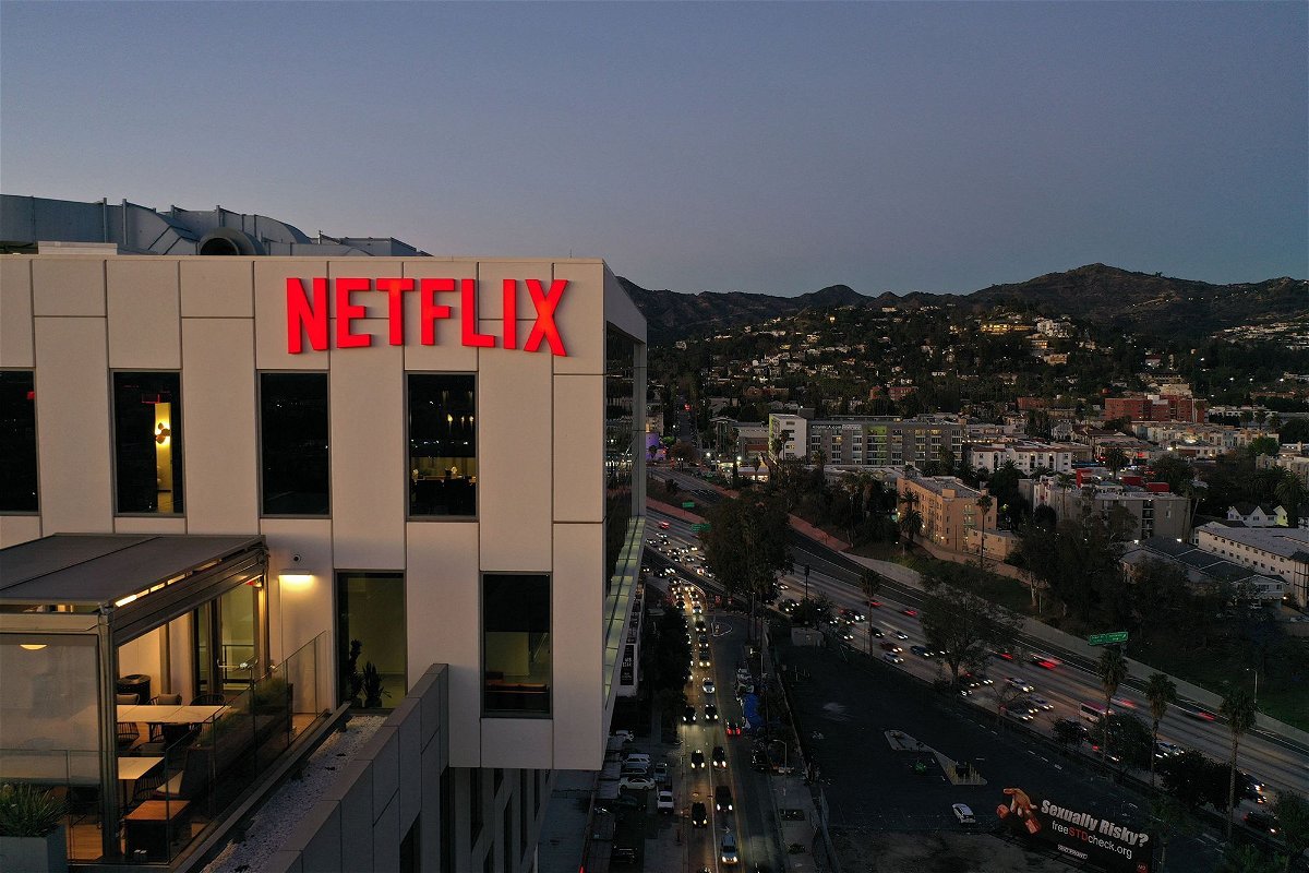 <i>Robyn Beck/AFP/Getty Images via CNN Newsource</i><br/>The Netflix logo is seen on top of their office building in Hollywood
