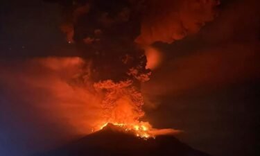 Indonesia's Mount Ruang volcano erupted several times overnight on April 17