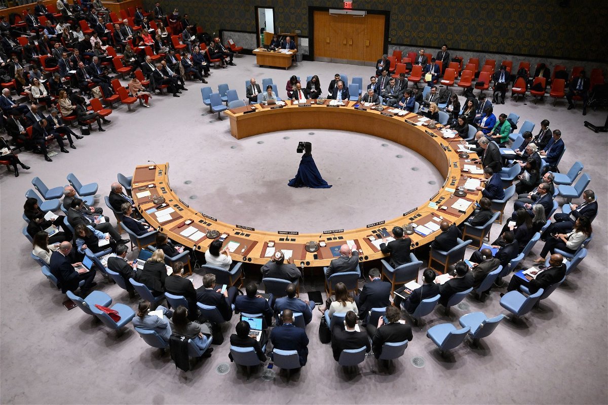 <i>Angela Weiss/AFP/Getty Images via CNN Newsource</i><br/>The United Nations Security Council meets on the situation in the Middle East on April 18