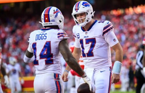 Buffalo Bills quarterback Josh Allen (right) and Stefon Diggs (left) built up a productive relationship on the field during their time together with the team.