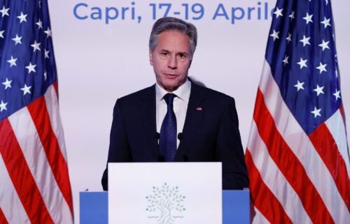 U.S. Secretary of State Antony Blinken holds a press conference at the end of the G7 foreign ministers meeting on Capri island