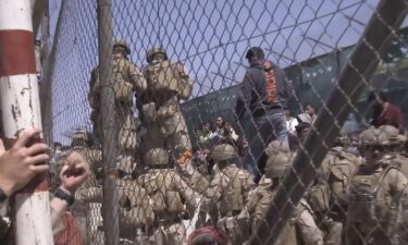 This image from a video released by the Department of Defense shows US Marines at Abbey Gate before a suicide bomber struck outside Hamid Karzai International Airport on August 26