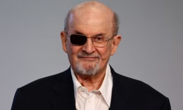 Author Salman Rushdie is pictured at a conference in October 2023.