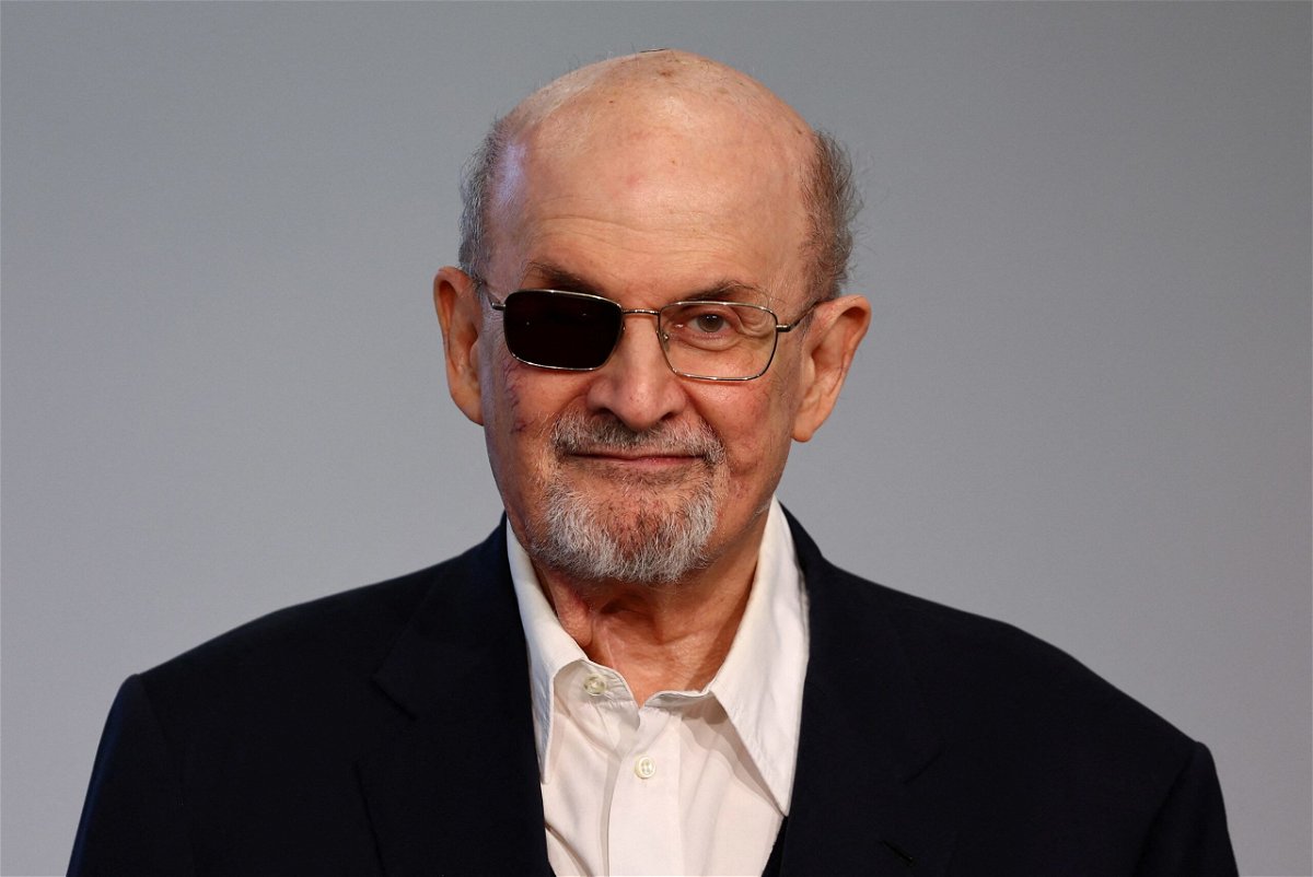 <i>Kai Pfaffenbach/Reuters via CNN Newsource</i><br/>Author Salman Rushdie is pictured at a conference in October 2023.