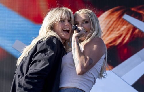 Reneé Rapp and Kesha perform onstage at the 2024 Coachella Valley Music and Arts Festival on Sunday