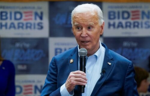 President Joe Biden speaks with supporters and volunteers attending a campaign training event at the Carpenters and Joiners Local 445 in Scranton