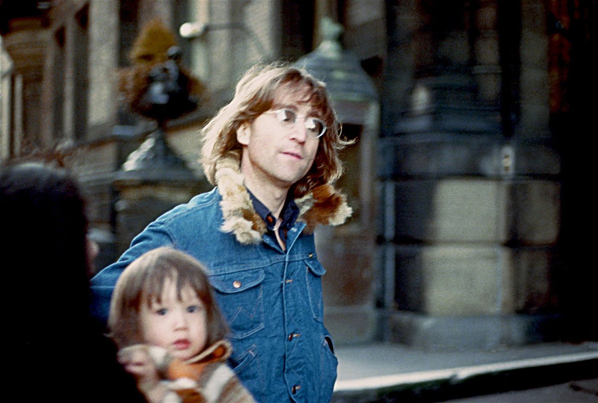<i>Vinnie Zuffante/Archive Photos/Getty Images via CNN Newsource</i><br/>Former Beatle John Lennon is photographed with his wife Yoko Ono and son Sean Lennon in New York three years before he was killed.