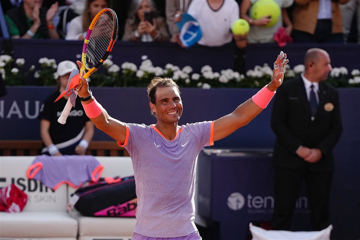 <i>Pau Barrena/AFP/Getty Images via CNN Newsource</i><br/>Spain's Rafael Nadal celebrates after beating Italy's Flavio Cobolli during the ATP Barcelona Open.