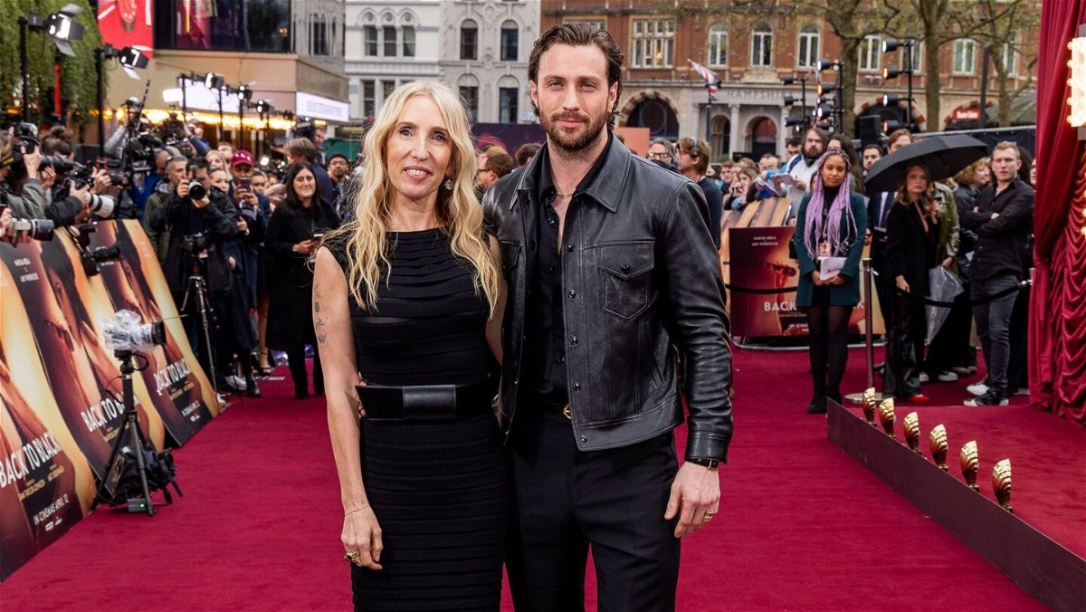 <i>StillMoving for StudioCanal/Shutterstock via CNN Newsource</i><br/>Sam Taylor-Johnson (left) and husband Aaron (right) pictured in London on April 8.
