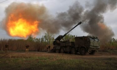 Gunners from 43rd Separate Mechanized Brigade of the Armed Forces of Ukraine fire at a Russian position with a 155 mm self-propelled howitzer in the Kharkiv region