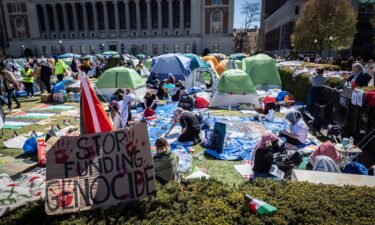 A robust encampment of pro-Palestinian protesters has been formed on Columbia University's West Lawn.