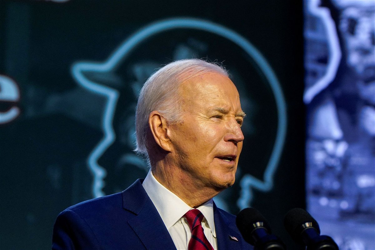 <i>Elizabeth Frantz/Reuters via CNN Newsource</i><br/>President Joe Biden delivers remarks at a conference held by the North America's Building Trades Unions in Washington