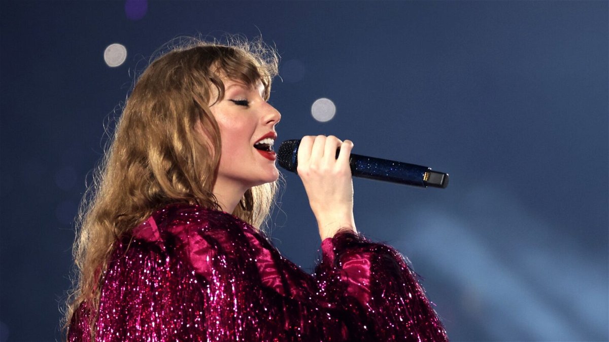 <i>Ashok Kumar/Getty Images via CNN Newsource</i><br/>Taylor Swift performs at the National Stadium on March 02