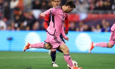 Messi scores against the New England Revolution.