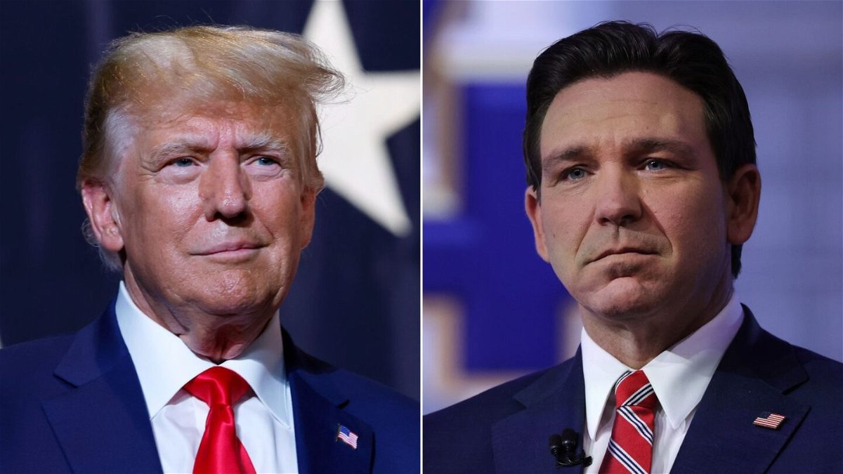 <i>Getty Images via CNN Newsource</i><br/>Former President Donald Trump and Florida Gov. Ron DeSantis met for several hours in Miami on Sunday.
