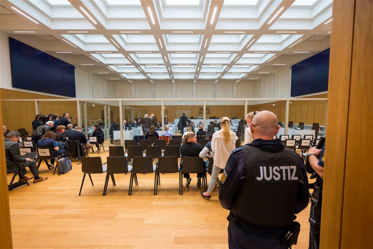 <i>Thomas Lohnes/Getty Images via CNN Newsource</i><br/>A judicial officer waits for the beginning of a landmark trial on April 29