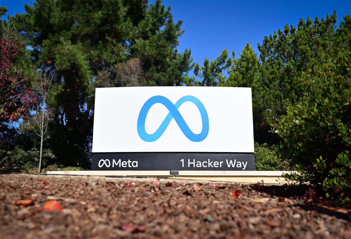 <i>Josh Edelson/AFP/Getty Images/File via CNN Newsource</i><br/>The Meta (formerly Facebook) logo marks the entrance of their corporate headquarters in Menlo Park