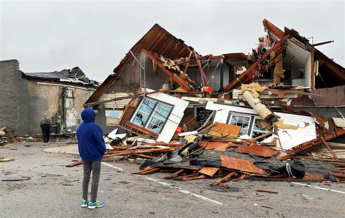 <i>Bryan Terry/The Oklahoman/USA Today Network via CNN Newsource</i><br/>Damage from a tornado that tore through Sulphur