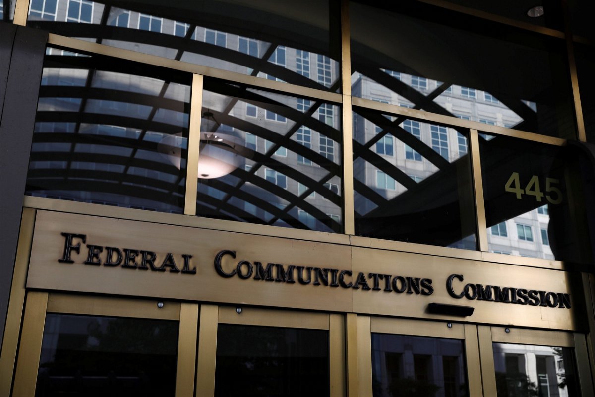 <i>Andrew Kelly/Reuters via CNN Newsource</i><br/>Signage is seen at the headquarters of the Federal Communications Commission in Washington