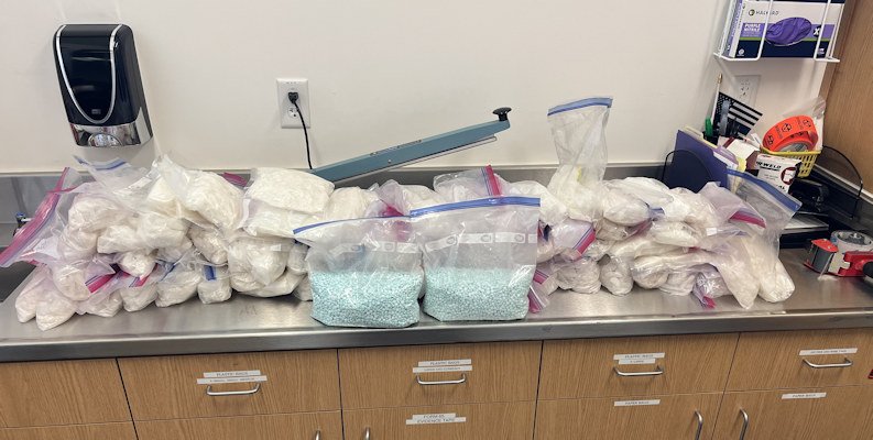 Oregon State Police display drugs seized during I-5 traffic stop