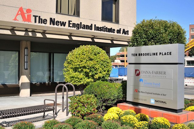 This October 2016 photo shows The New England Institute of Art in Brookline, Massachusetts. The Biden administration said on April 30 that it has approved the cancellation of more than $6.1 billion in student loan debt.
