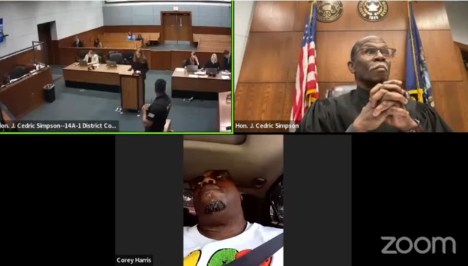 <i>14th District Court/WWJ via CNN Newsource</i><br/>A Michigan man appearing virtually in a Washtenaw County court hearing earlier this month was ordered by a judge to turn himself in after his camera showed him actively driving under a suspended license.