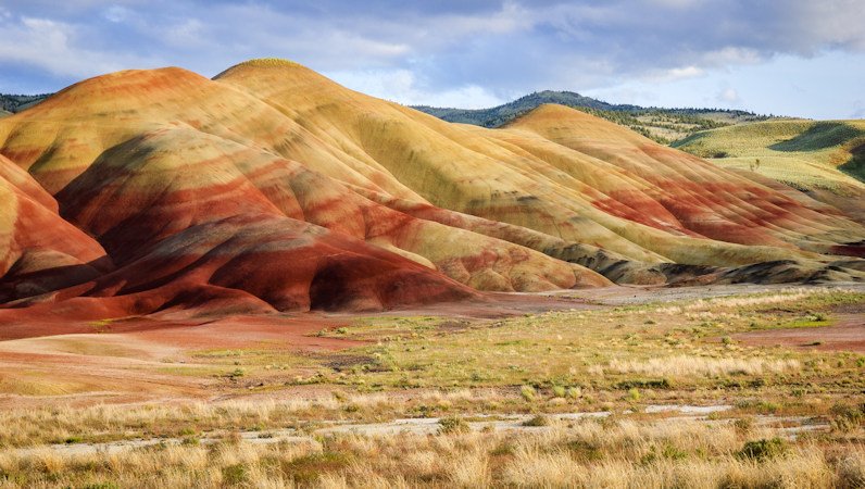 The John Day Fossil Beds National Monument encompasses about 14,000 acres in east-central Oregon.
