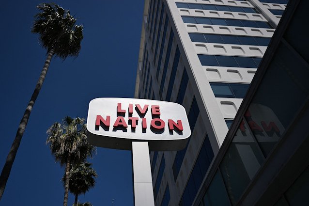 Live Nation signage is displayed outside of offices in Hollywood, California on May 30.