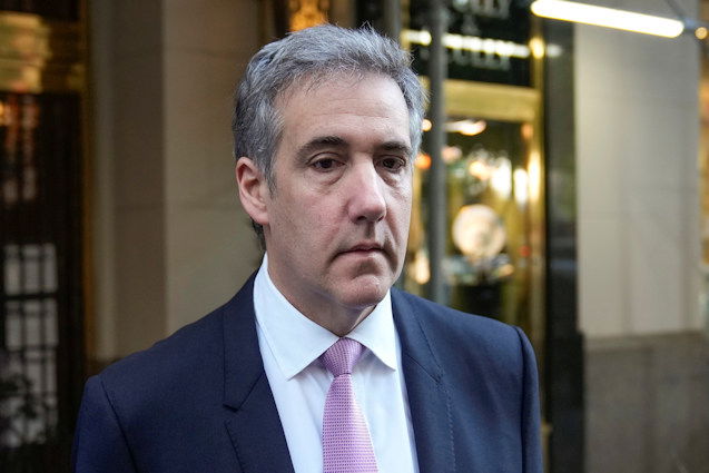 Michael Cohen leaves his apartment building on his way to Manhattan criminal court in New York, Monday, May 20, 2024.