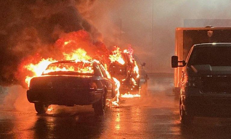 Two Portland Police Bureau training vehicles burn in parking lot early Thursdasy; blaze deemed arson