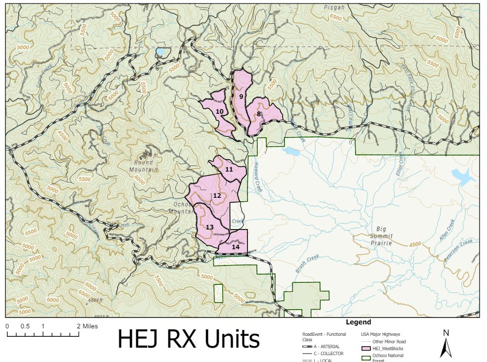Prescribed burn ignitions are scheduled Thursday for two burn units, HEJ 8 and 14, by Big Summit Prairie