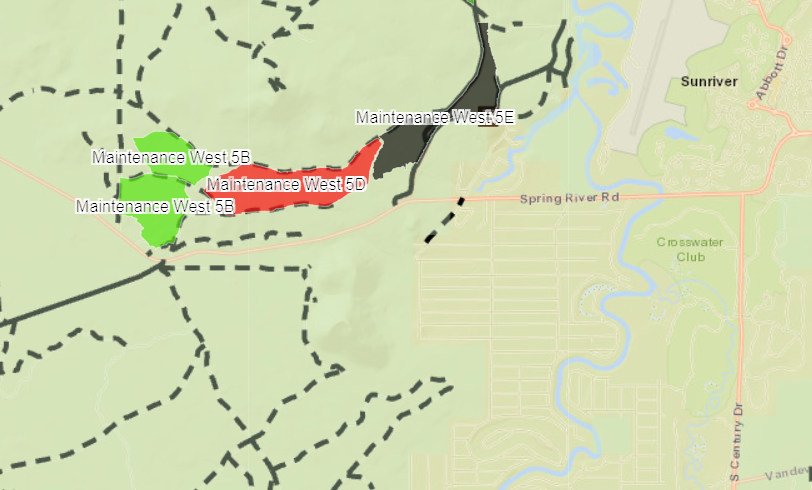 Area of Thursday's planned prescribed burn west of Sunriver