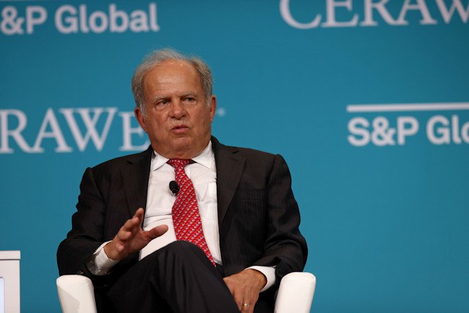 Scott Sheffield, chief executive officer of Pioneer Natural Resources Co., speaks during the 2023 CERAWeek by S&P Global conference in Houston, Texas, in March 2023. According to federal regulators, Sheffield attempted to collude with OPEC and its allies to inflate prices.