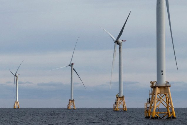 Turbines operate at the Block Island Wind Farm, Dec. 7, 2023, off the coast of Block Island, R.I.   