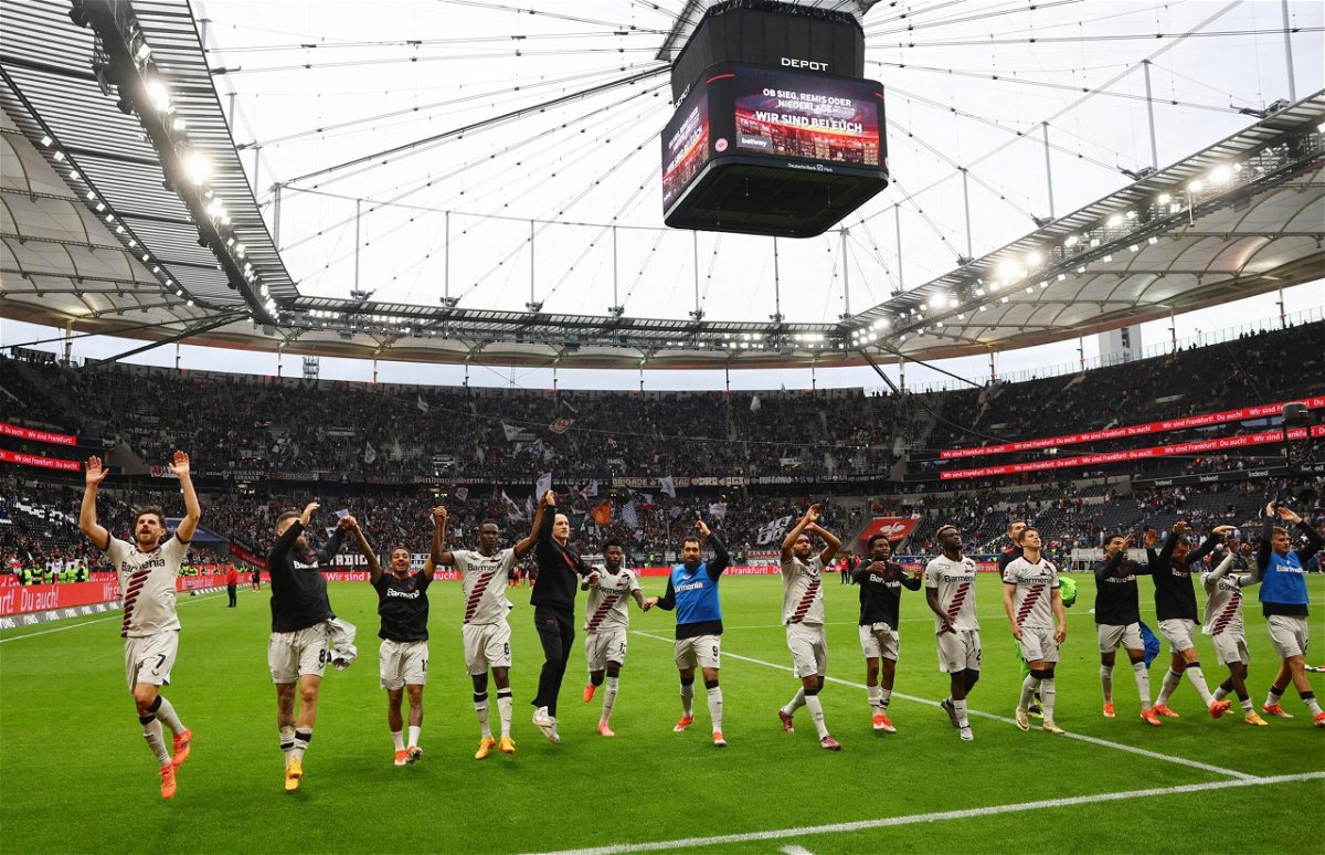 <i>Kai Pfaffenbach/Reuters via CNN Newsource</i><br/>Bayer Leverkusen beat Eintracht Frankfurt 5-1 on Sunday to continue its unbeaten record.