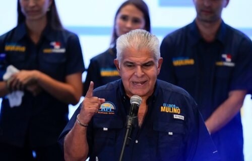 Presidential candidate Jose Raul Mulino speaks to supporters in Panama City on May 5.