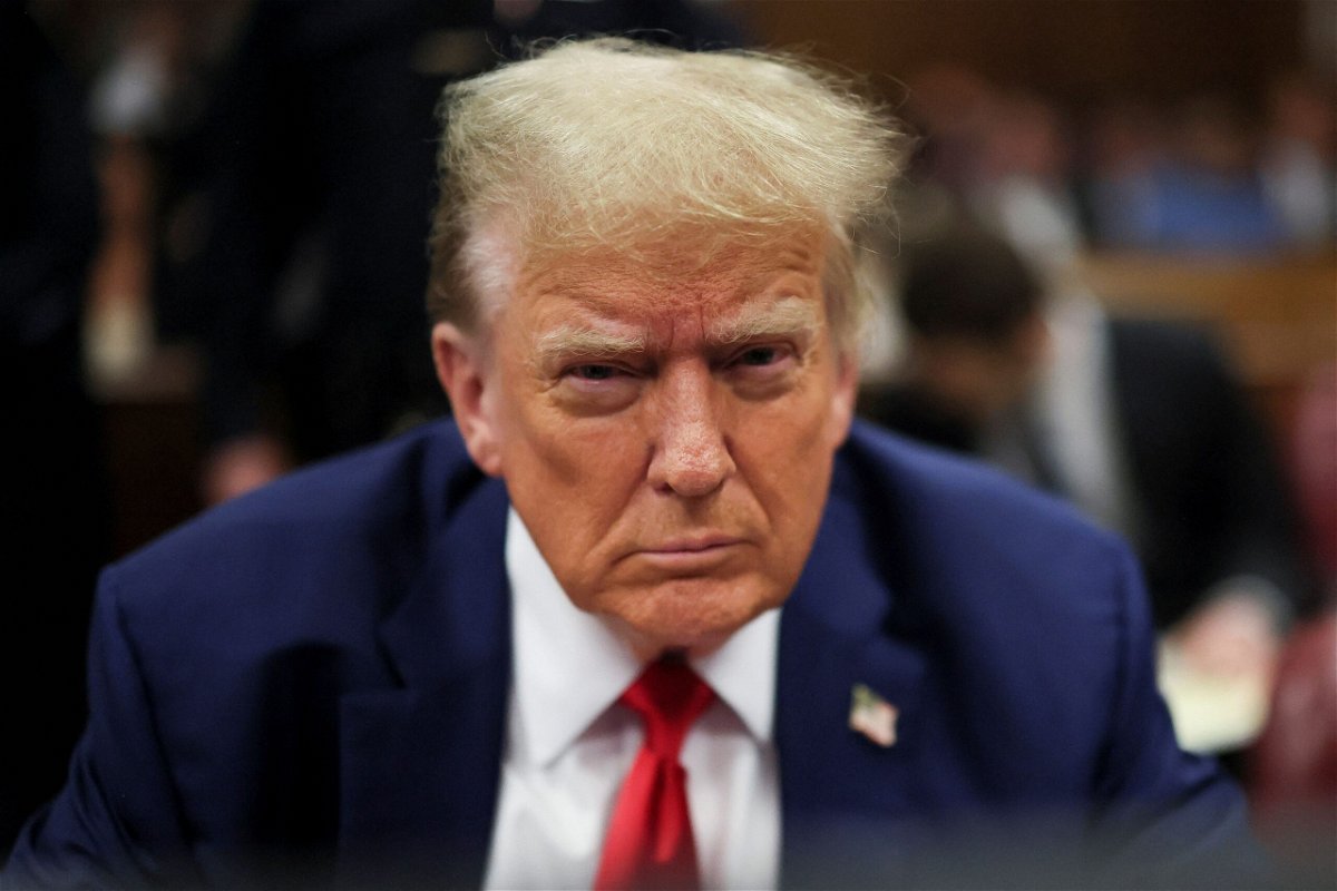 Former President Donald Trump sits in a Manhattan courtroom on May 6. Judge Juan Merchan has found Trump in contempt for violating the gag order in his hush money trial for the 10th time.
