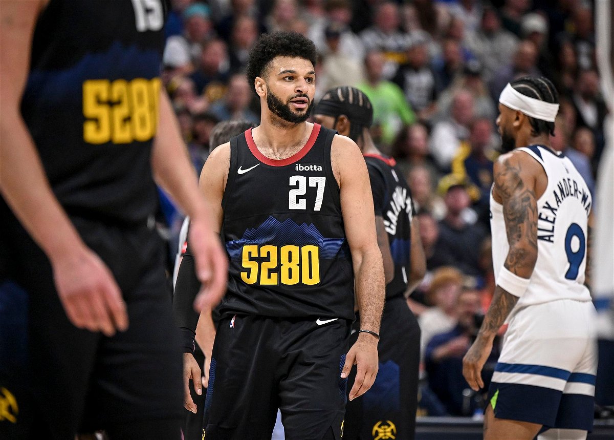 <i>AAron Ontiveroz/Denver Post/Getty Images via CNN Newsource</i><br/>Jamal Murray threw a heat pack onto the court during the Denver Nuggets' game against the Minnesota Timberwolves.