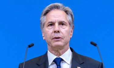 Secretary of State Antony Blinken holds a news conference at the NATO headquarters on April 4 in Brussels