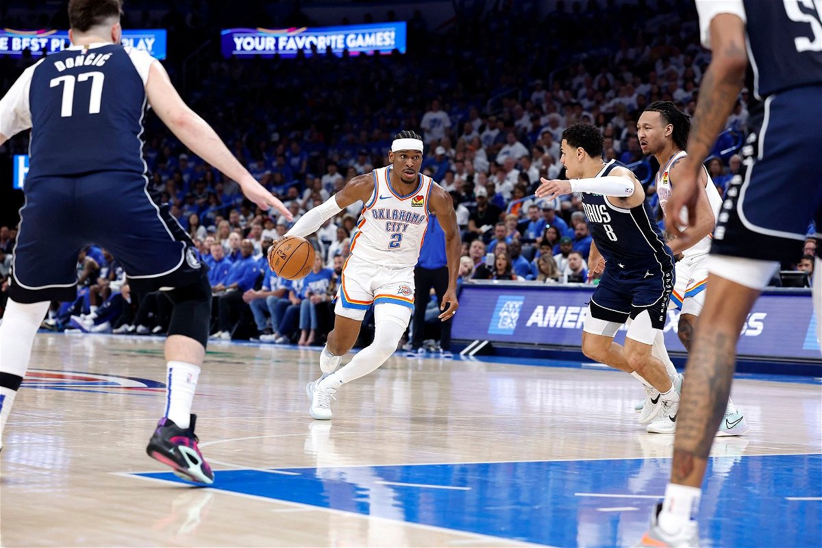 <i>Alonzo Adams/USA TODAY Sports/Reuters via CNN Newsource</i><br/>Gilgeous-Alexander dribbles during the game.