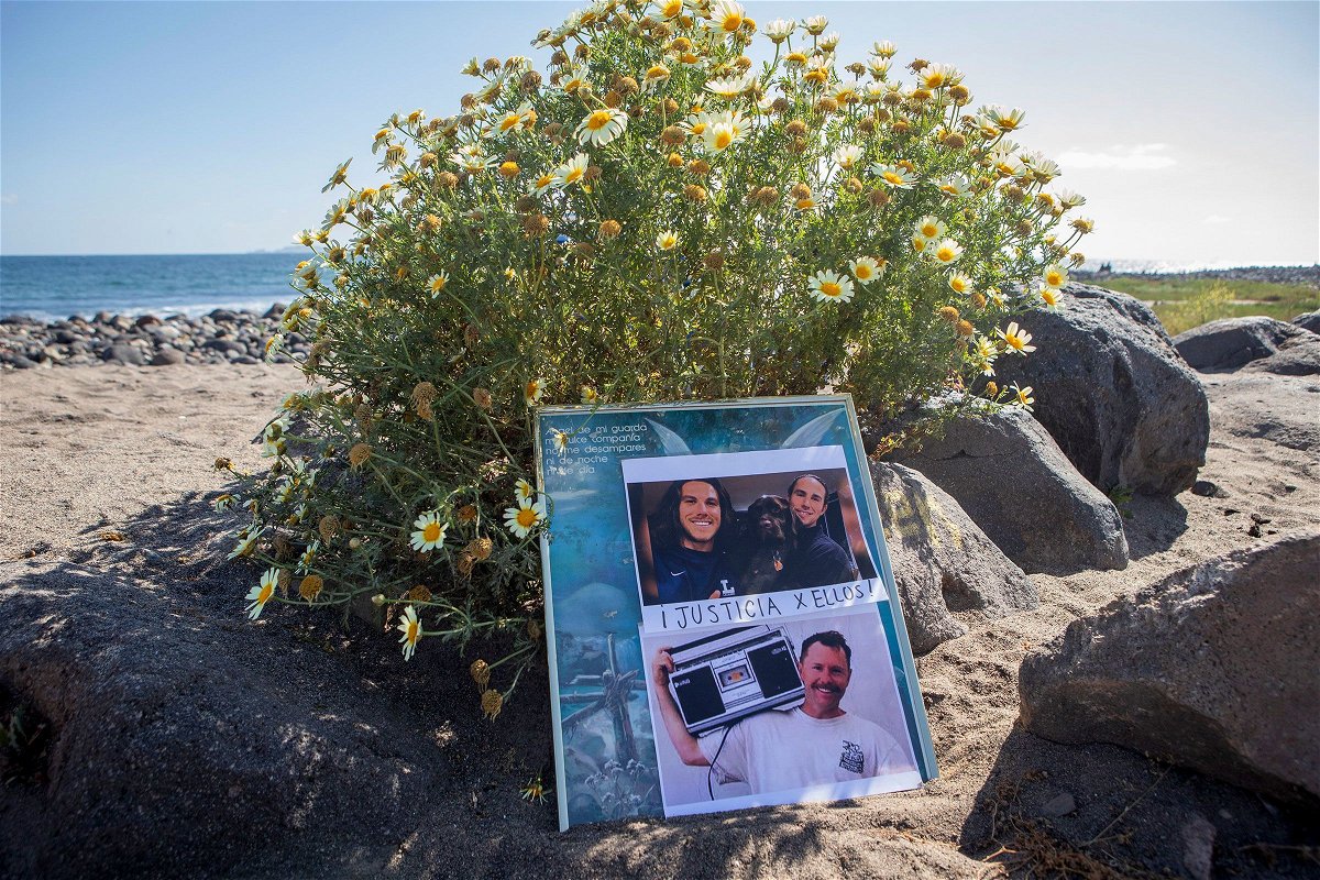 <i>Karen Castaneda/AP via CNN Newsource</i><br/>Photos of Jake and Callum Robinson and Jack Carter Rhoad at a beach in Ensenada