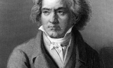 An engraving shows German composer and pianist Ludwig van Beethoven in 1805.
