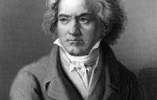 An engraving shows German composer and pianist Ludwig van Beethoven in 1805.
