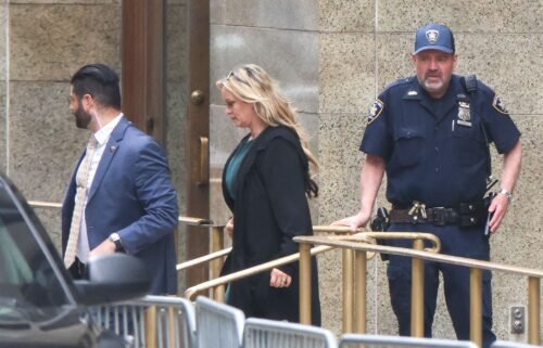 Stormy Daniels leaves Manhattan Criminal Court after testifying at former US President Donald Trump's trial for allegedly covering up hush money payments linked to extramarital affairs