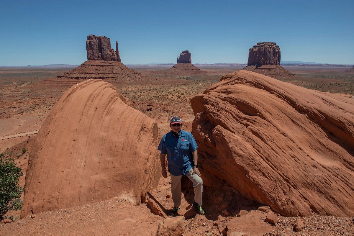 <i>Mark Ralston/AFP/Getty Images via CNN Newsource</i><br/>Then-President of the Navajo Nation Jonathan Nez stands in the Monument Valley Tribal Park