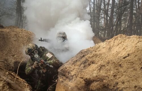 Ukrainian soldiers take part in radiation