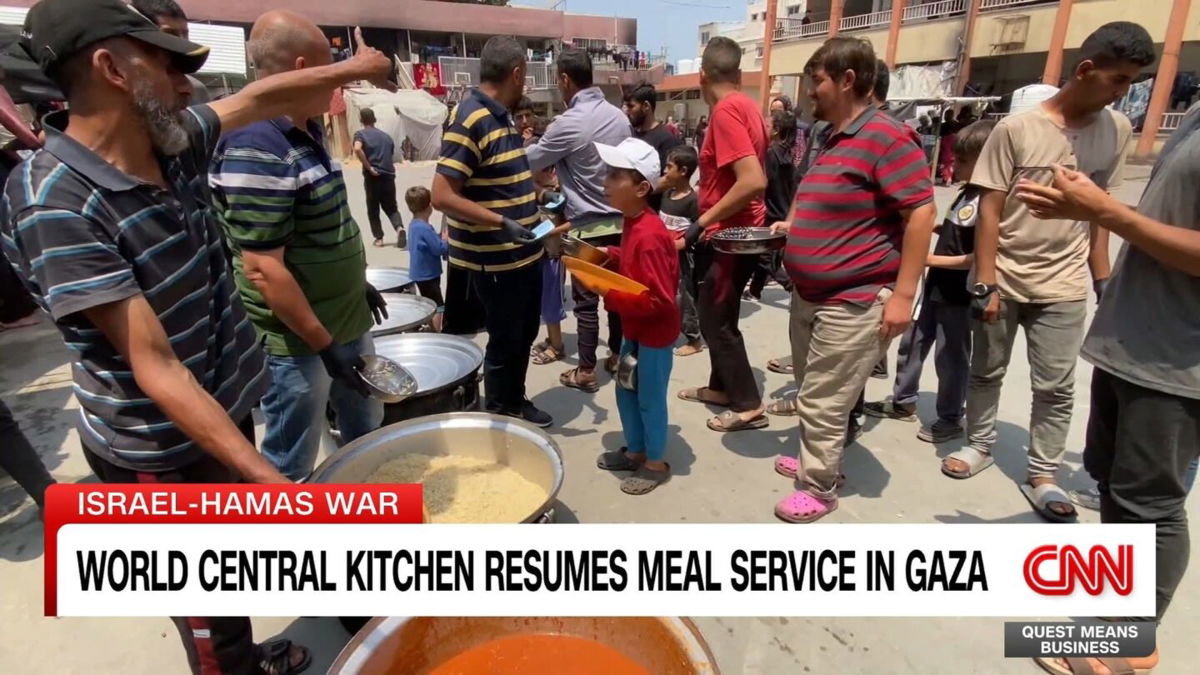 <i>Clipped From Video via CNN Newsource</i><br/>Aid group resumes operations after seven of its workers were killed by an Israeli strike.