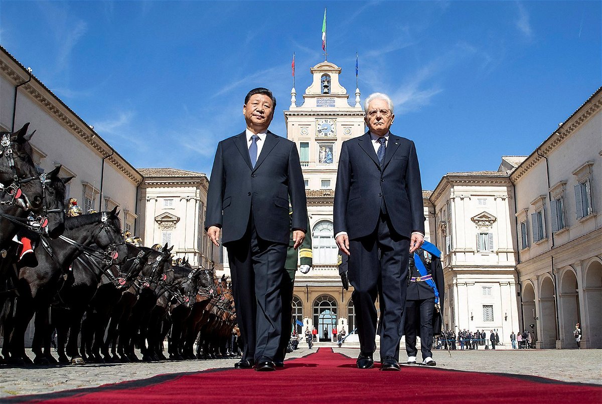 <i>Abaca Press/SIPAPRE/Sipa/AP via CNN Newsource</i><br/>Italian President Sergio Mattarella and Chinese leader Xi Jinping at the Quirinale presidential palace in Rome