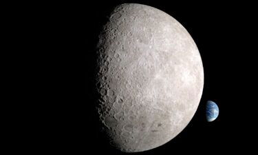An illustration shows the illuminated far side of the moon