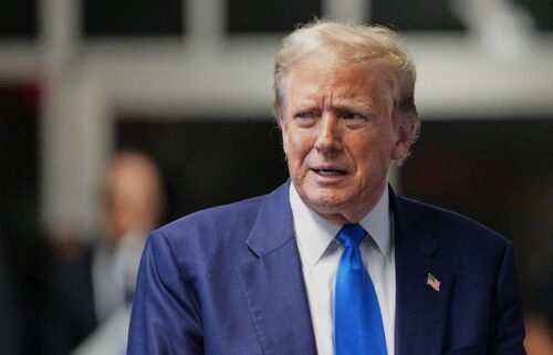 Former President Donald Trump leaves Manhattan Supreme Court in New York on May 3. Trump ramped up his attacks on Democrats at a private luncheon hosted at his Mar-a-Lago club